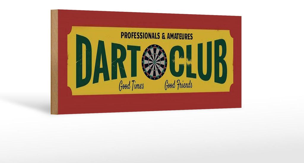 Holzschild Dart Club professionals Amateur, 27x10 cm, Holzschilder Spruch Sport Hobby