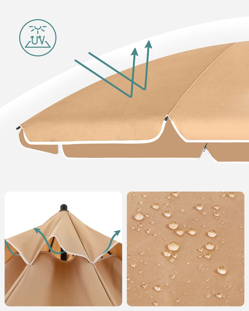 SONGMICS Slunečník Ø 200 cm UPF 50+ s taškou na přenášení Obrázek produktu 12