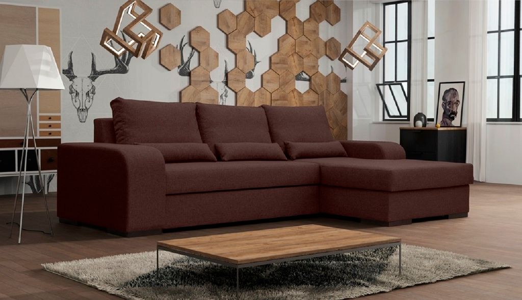 Ecksofa Eckcouch LUBA malmo 28 rechts mit Schlaffunktion und Bettkasten L-Form Sofa