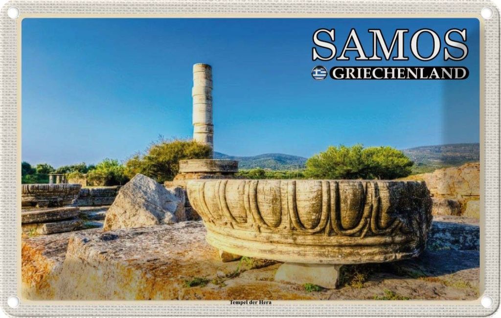 vianmo Blechschild 12x18 cm Samos Griechenland Tempel der Hera Bildmotiv Reisemotiv Abenteuer Reisen