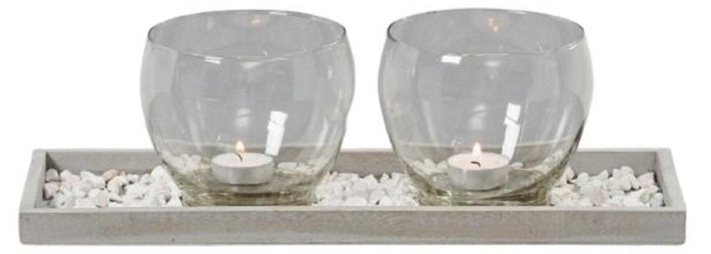 Windlicht Set 4tg Windlichtset Holztablett Tablett Kerzen Glas