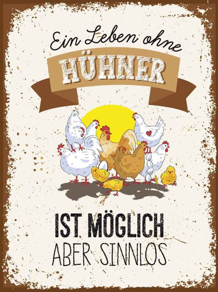 vianmo Holzschild 40x30 cm Leben ohne Hühner sinnlos Tier Haustier