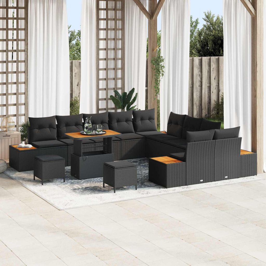 Maison Exclusive - Gartensofa-set 13 pcs Schwarz Poly-Rattan