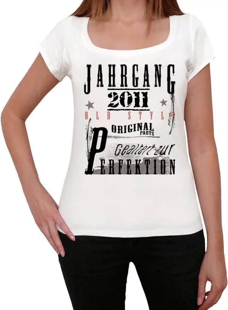 Damen Grafik T-Shirt Zur Perfektion gereift 2011 Geschenk 13. Geburtstag Jahrestag 13 Jahre Jubiläum 13 Jährige Frau Jahrgang 2011 Kurzarm Lustige