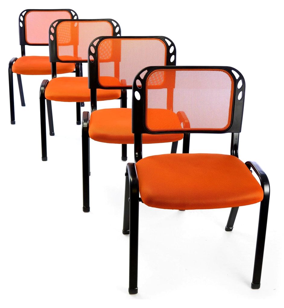 4er Set Konferenzstühle orange gepolsterte Sitzfläche stapelbar 52,5 x 45 x 80 cm Metallrahmen schwarz