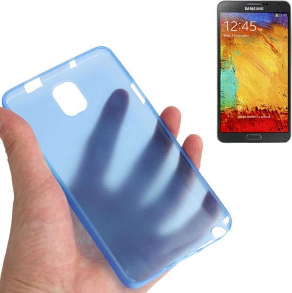 Schutzhülle Case Ultra Dünn 0,3mm für Handy Samsung Galaxy Note 3 N9000 Blau Transparent
