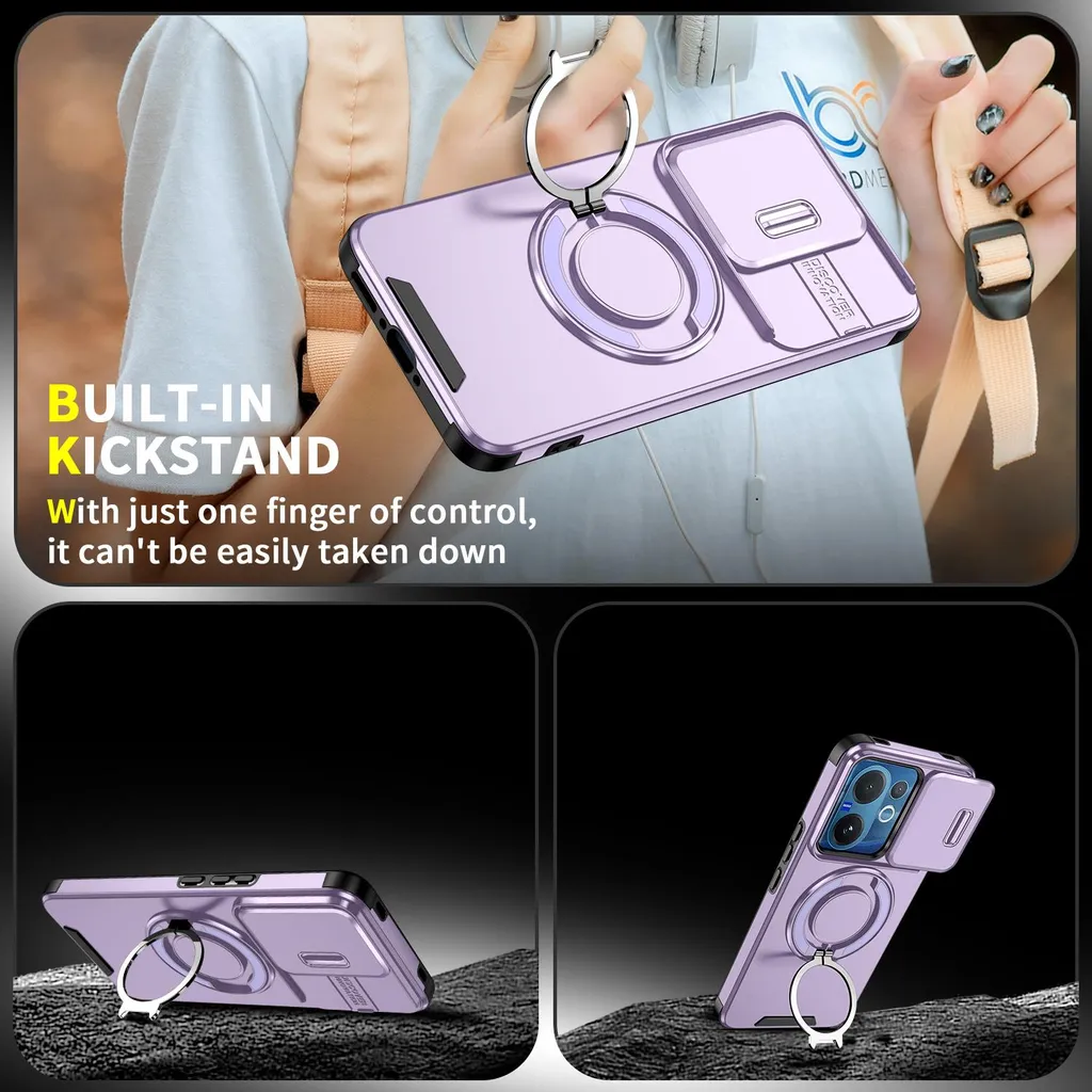 Vivo V60 Case Purple con Supporto Magnetico e Camera Slider - 5