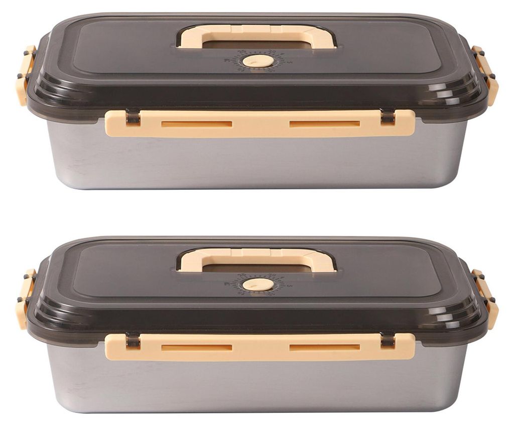 Edelstahl-Gemüsebox mit Datumsdeckel, auslaufsichere Aufbewahrungsbox, lebensmittelechte Kühlschrankbox zur Aufbewahrung von Essiggurken, Obst, S...