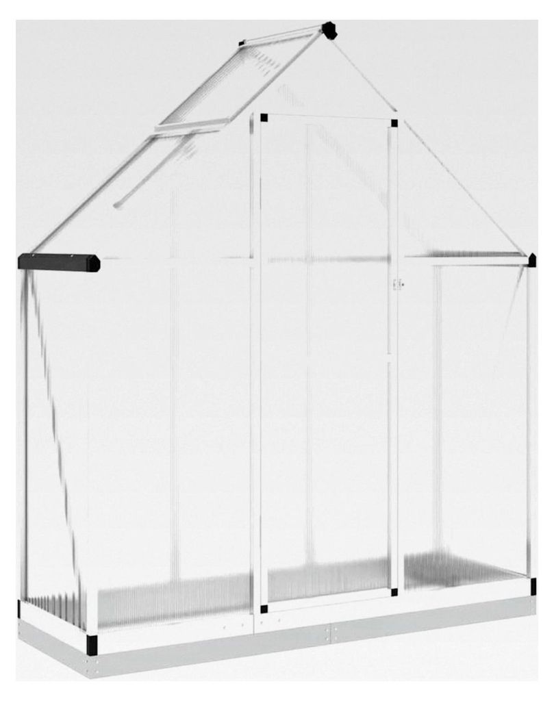 Gewächshaus mit Dachrinnensystem und Flügeltür für Pflanzen, Frühbeet, mit Fundamentrahmen, silbern, 169x58x202cm, Aluminium