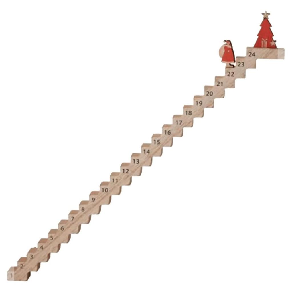 Adventskalender 2025 mit kletterndem Weihnachtsmann, Treppen-Kalender aus Holz, Countdown-Anzeige, festliche Dekoration, 1 Set