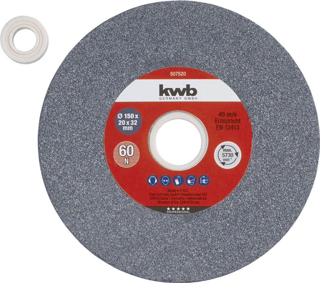 kwb 507520, Schleifscheibe, Metall, Jede Marke, 15 cm, 2 cm, Grau