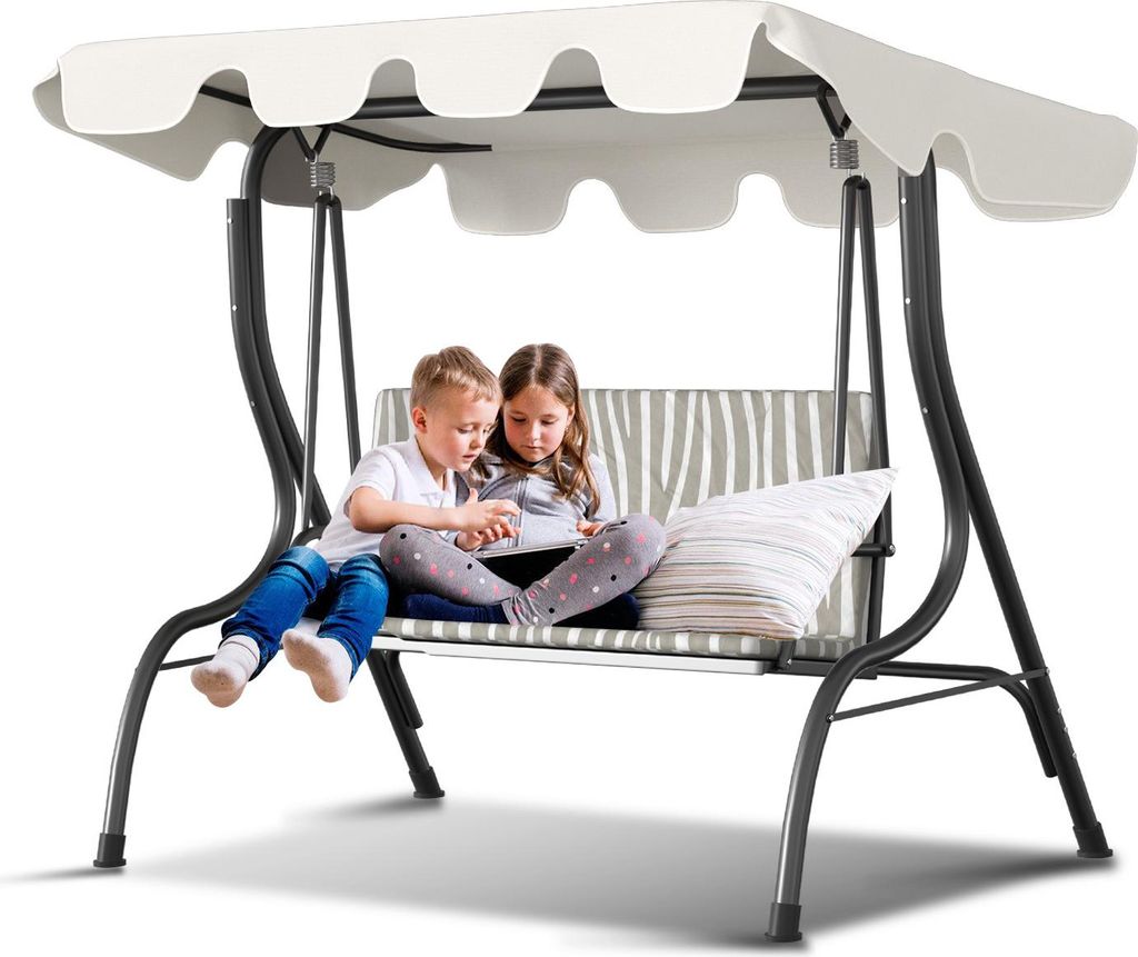 Izrielar Sonnendach Ersatzdach Universal Hollywoodschaukel 3 Sitzer Ersatz Bezug Sonnendach Schaukel Dach Plane Beige 210x145cm