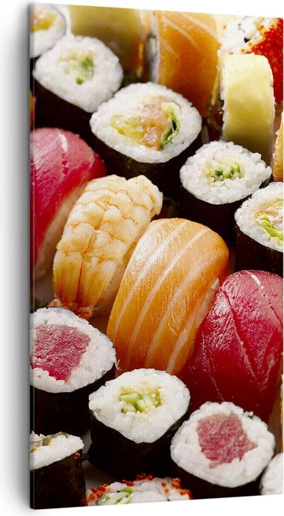 Bild auf Leinwand - Leinwandbild - Japan Asien Sushi Fisch - 45x80cm - Wand Bild - Wanddeko - Leinwanddruck - Bilder - Kunstdruck - Wanddekoration ...