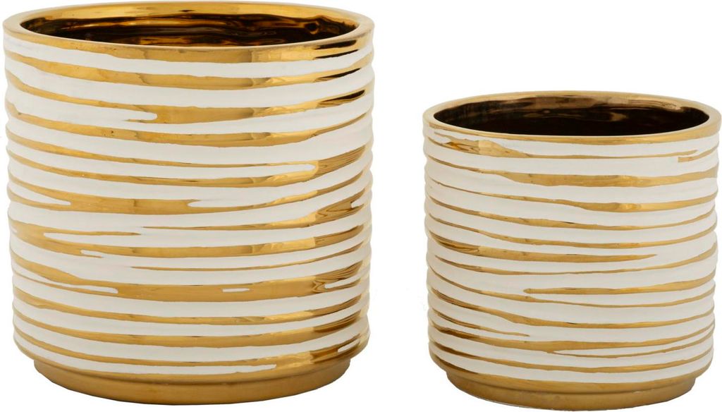 Mauro Ferretti Blom 2-teiliges Blumentopf-Set Ø 23x22 cm und Ø 18x17,5 cm Weißgold
