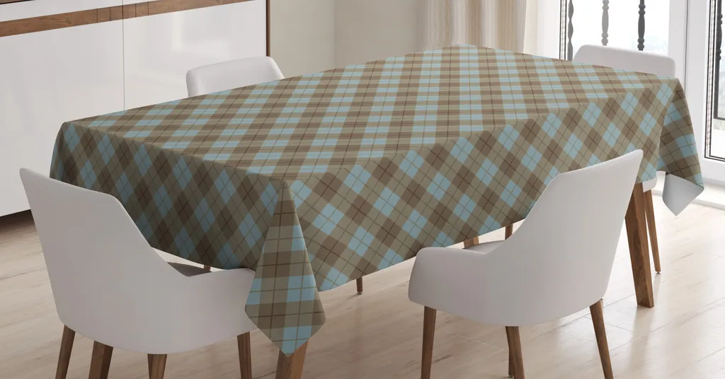 Arredo Tavola: Tovaglia Tartan ABAKUHAUS Blu Ardesia 140x200 cm