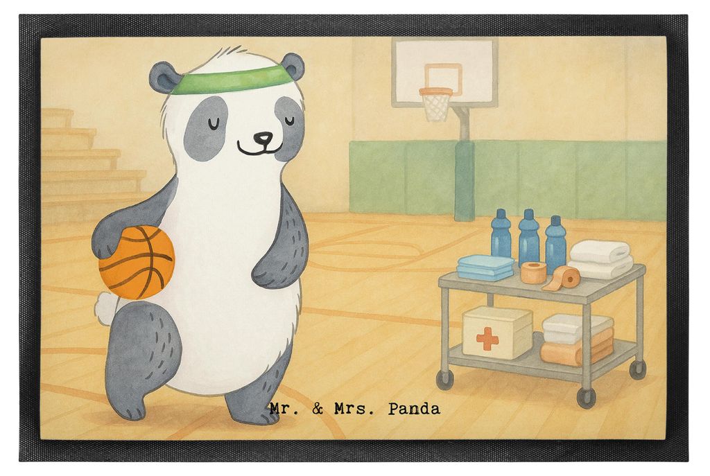 Mr. & Mrs. Panda Schmutzmatte Panda Basketball Design 40 x 60 cm - Weiß - Geschenk, Verband, Basketballplatz, fußmatte, Fußabtreter, Bodenvorleg...