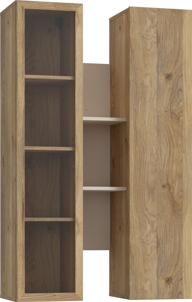 Furniture24 Hängevitrine Breathtaker Bthvh331-M845 Vitrinenschrank Wandschrank Wohnzimmer Sand / Mauvella Eiche