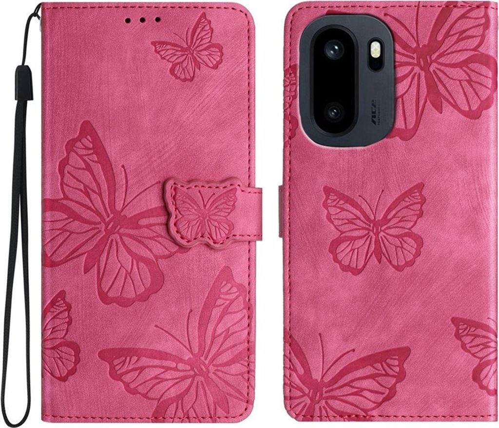 OnePlus 15R Hülle - Coverup Schmetterlinge Klapphülle - Pink