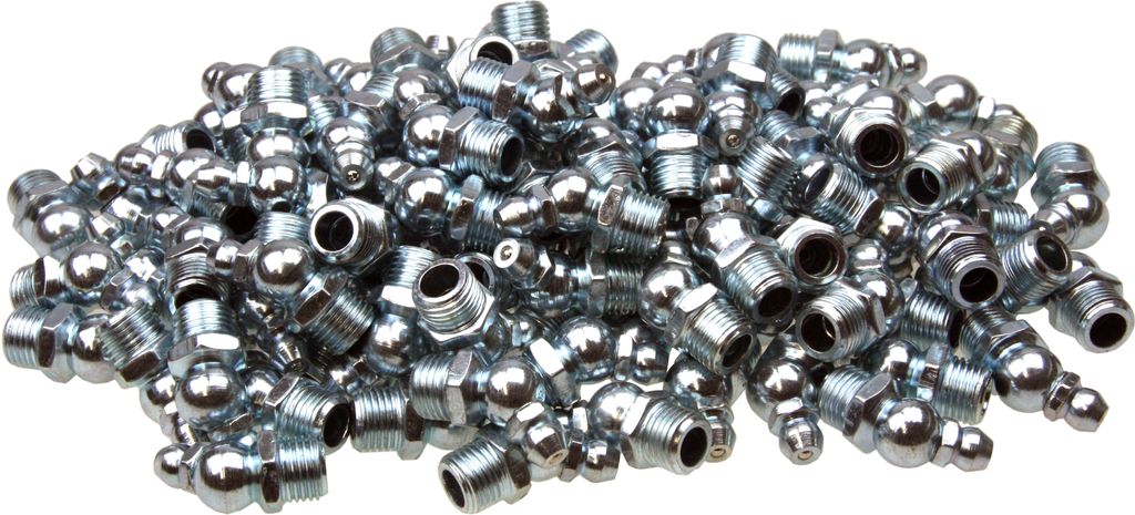 100 x Kegel-Schmiernippel Fettnippel H2 Form B 45° abgewinkelt M10x1.0 verzinkt