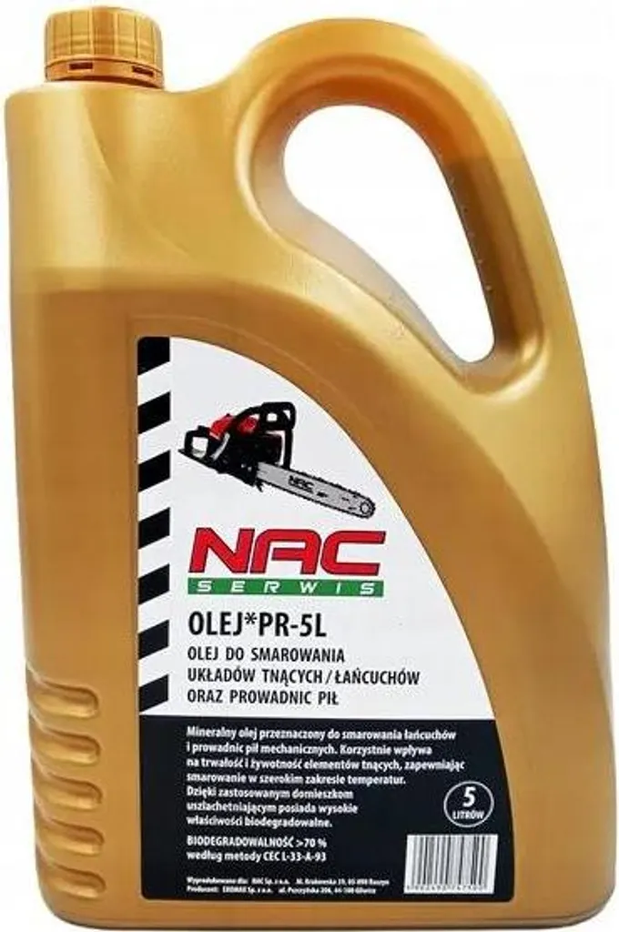 Huile de chaîne de tronçonneuse Nac Gold 5L pour entretien de jardinage