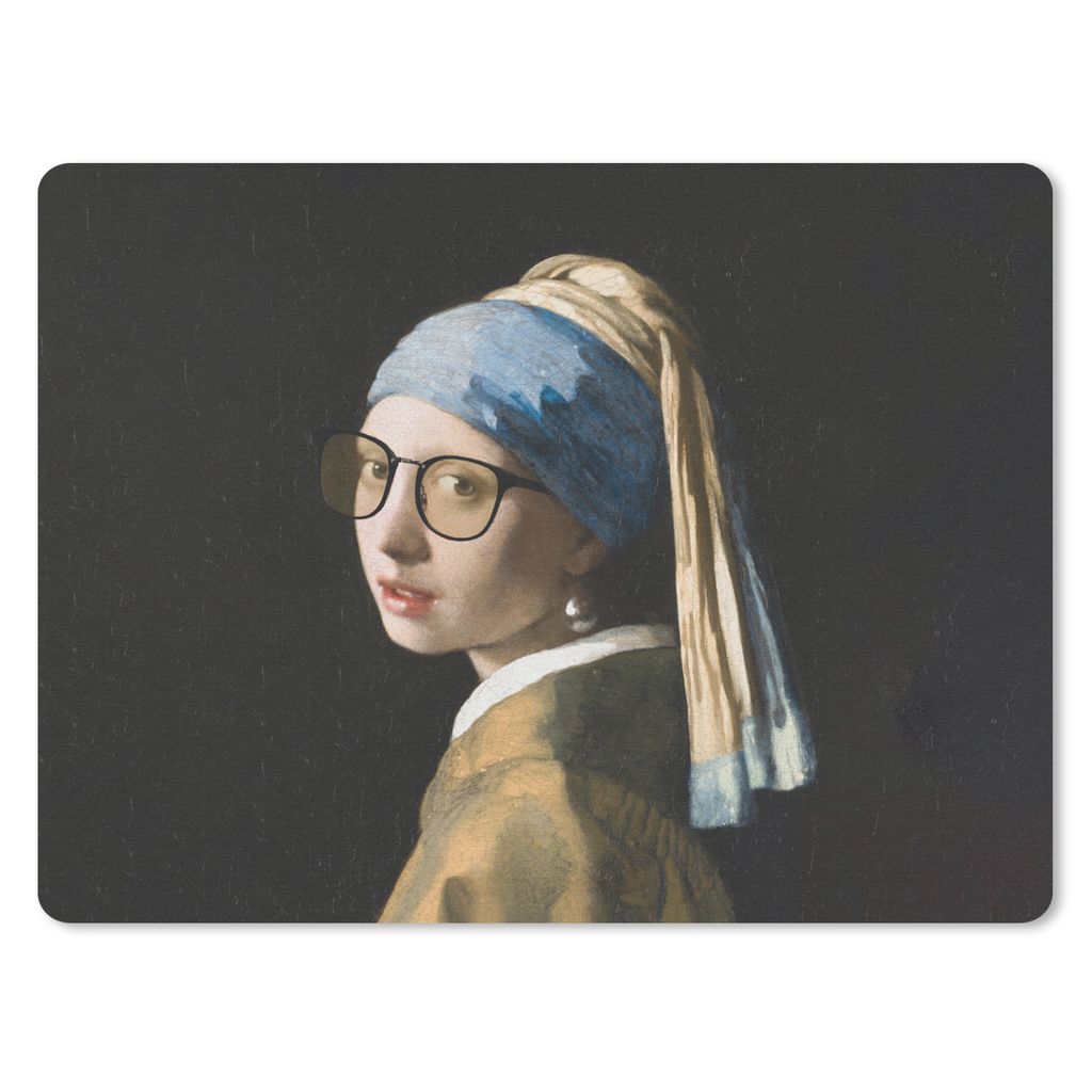 MuchoWow Mauspad Mousepad Das Mädchen mit dem Perlenohrring - Johannes Vermeer - Brillen 40x30 cm - Mousepads - Maus Mat - Pad - Mausunterlage -...