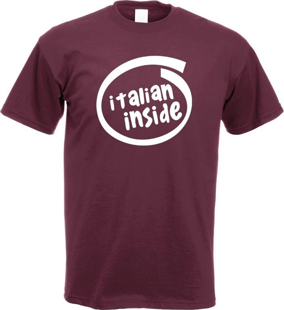 Kiwistar - T-Shirt - Burgund - Italien Inside Motiv Bedruckt Funshirt Design Print - mit Motiv Bedruckt - Funshirt Design - Sport - Freizeit - Herr...