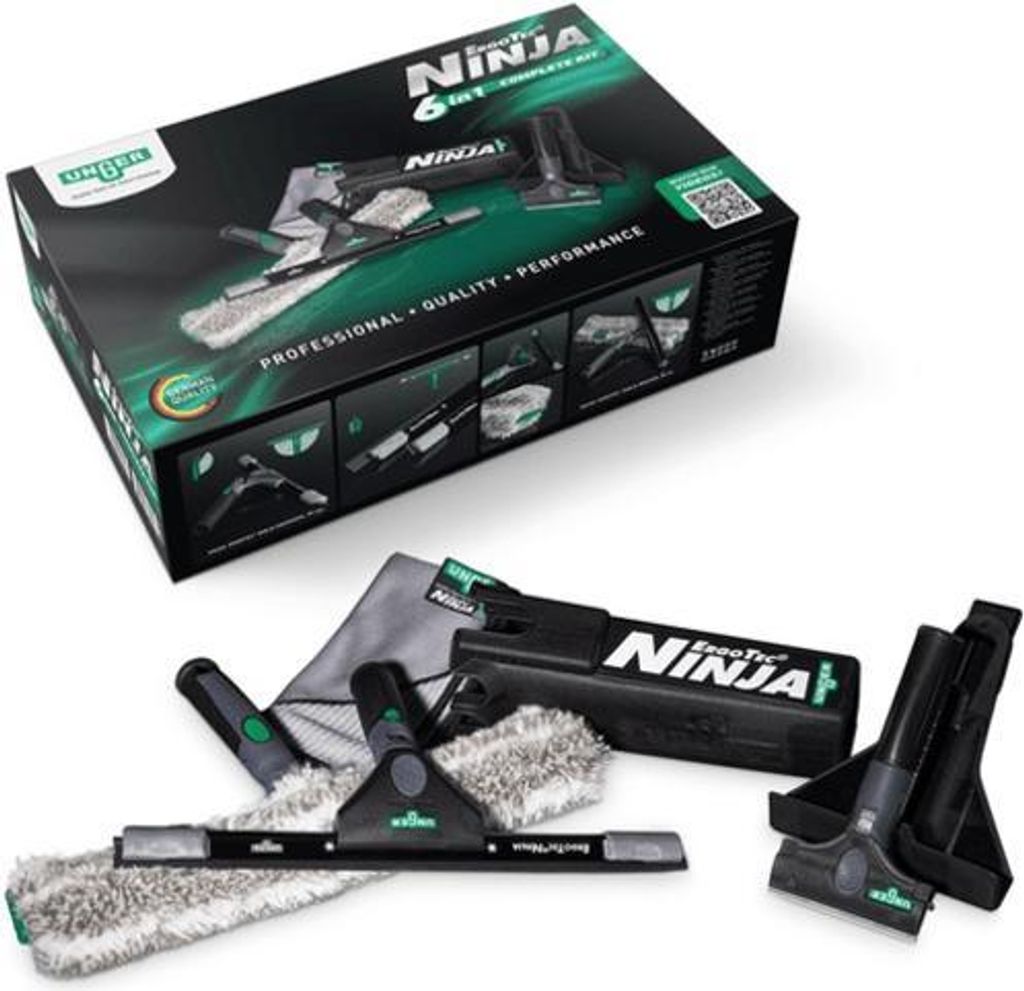 UNGER ErgoTec NINJA Fensterreinigungs-Komplett-Set 6in1 Immagine del prodotto 
