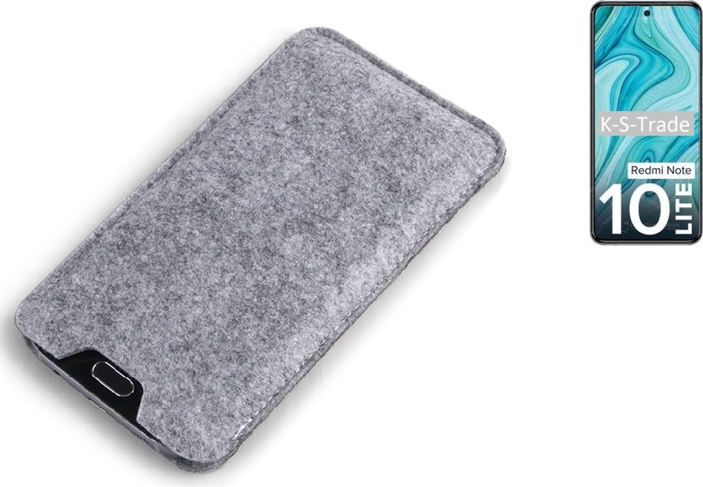 K-S-Trade Filz Handyhülle kompatibel mit Xiaomi Redmi Note 10 Lite Schutzhülle Filztasche Filz Tasche Case Sleeve Handy Hülle Filzhülle grau
