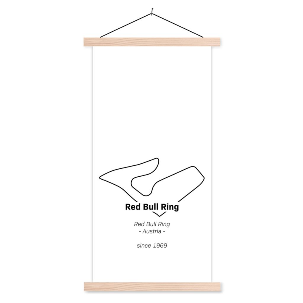 MuchoWow Textilposter Formel 1 - Red Bull Ring - Rennstrecke 60x120 cm mit holzfarbenen Rahmen - Holz
