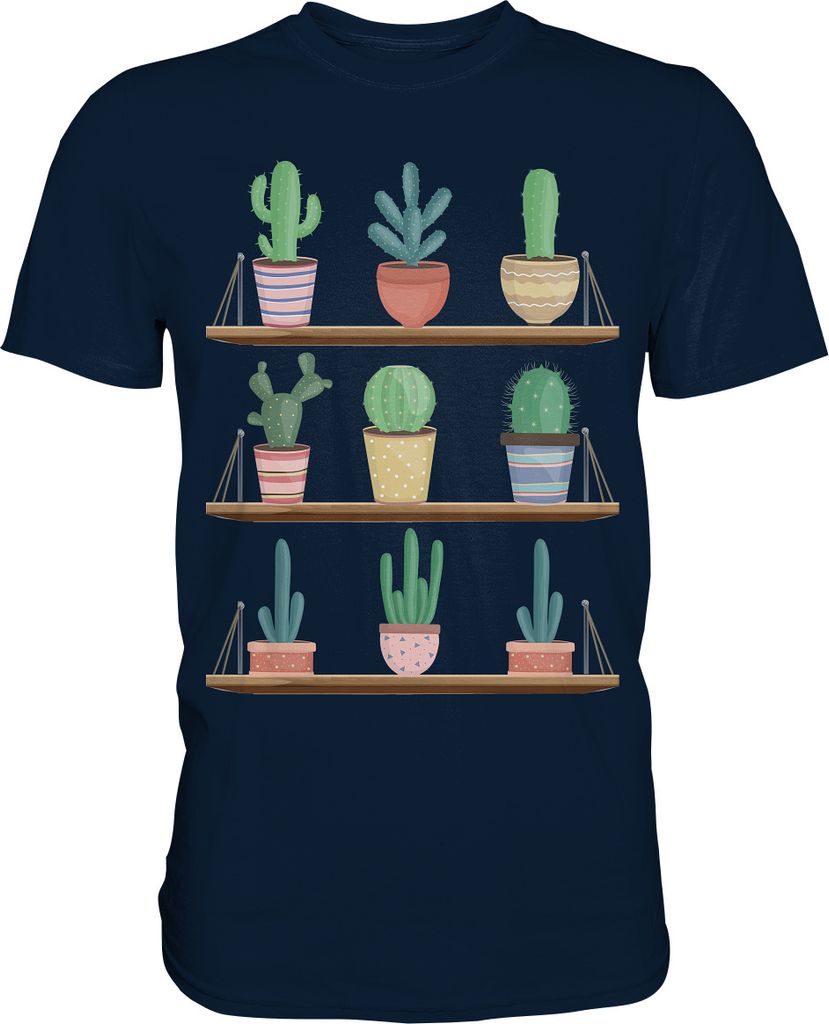 Kaktus Pflanzen Sukkulenten T-Shirt – Navy / XXL Produktbild 