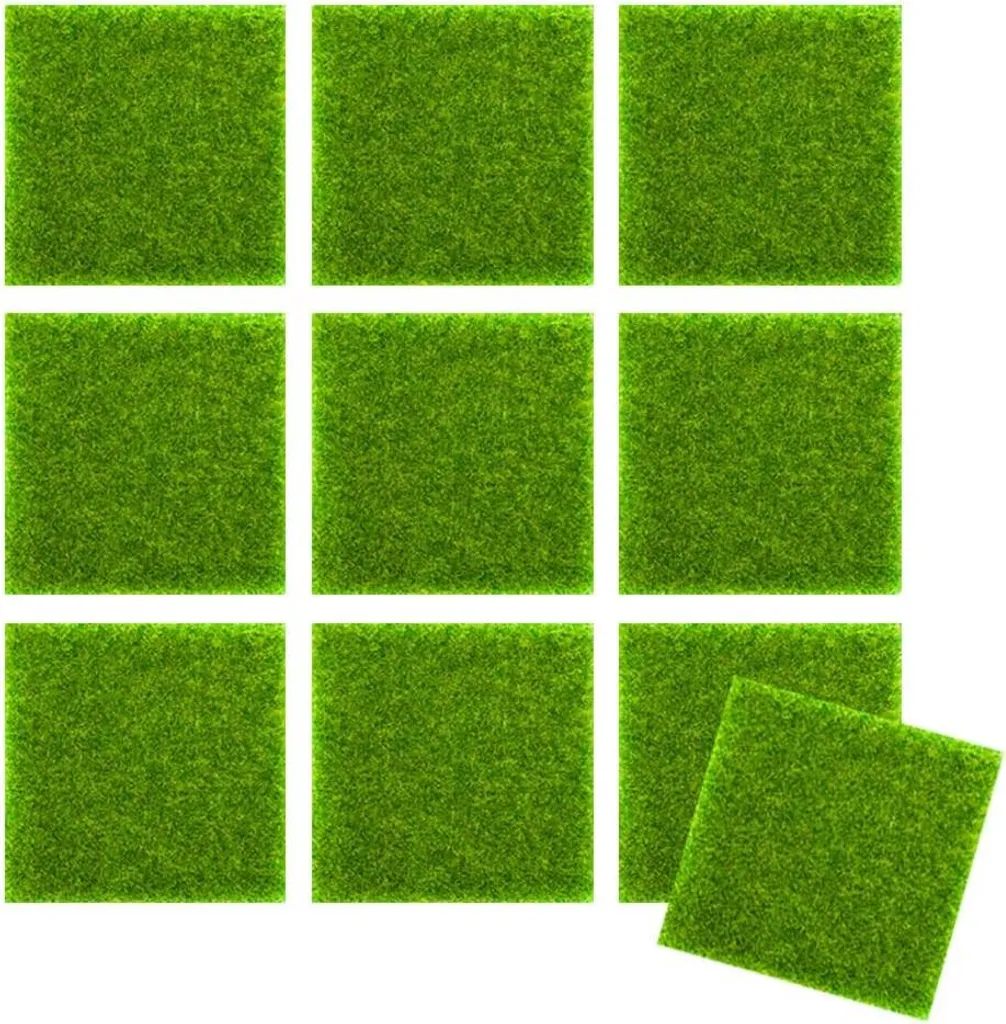 Gazon synthétique miniature pour micro-paysage - Pack de 10 dalles 15cm - 2
