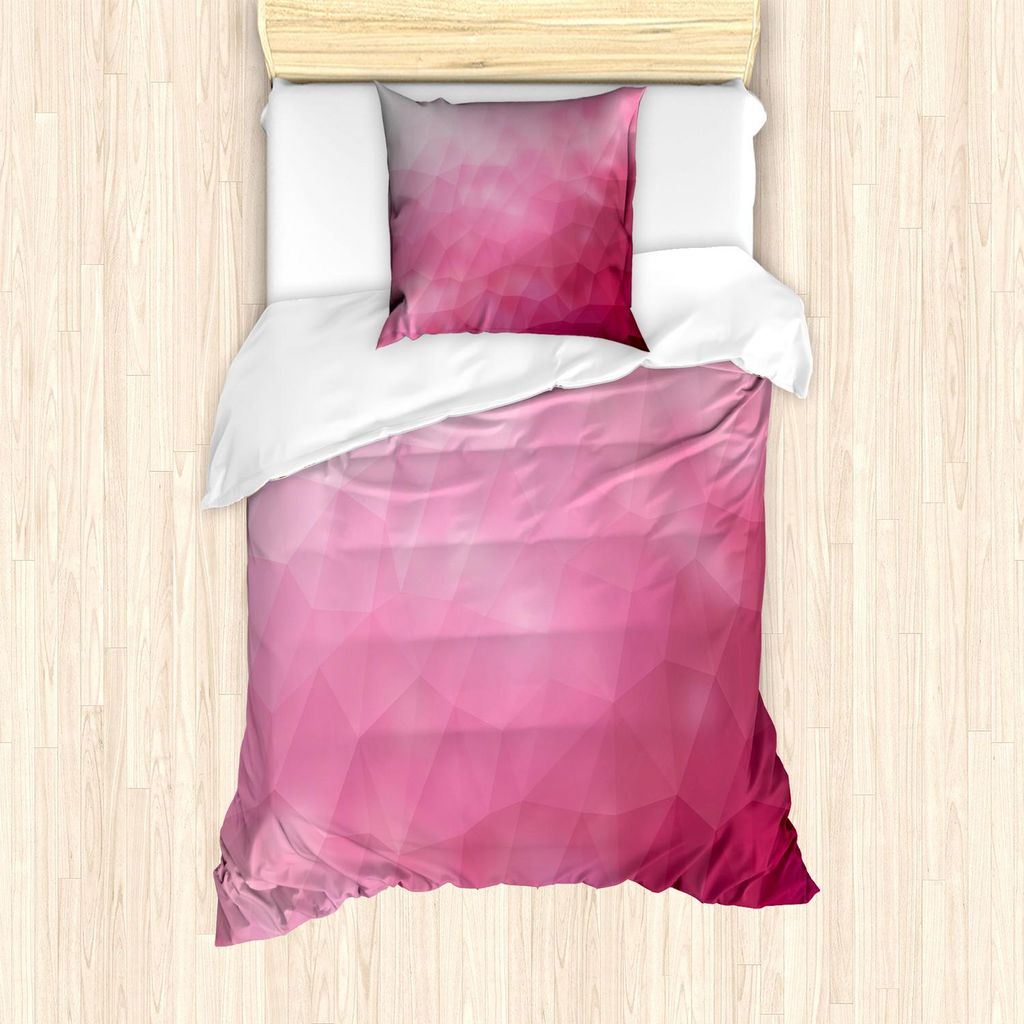 ABAKUHAUS Modern Bettbezug Set, Abstrakte verschiedene Schatten der Steigung tonte Rosa mit fragmentiertem Effekt-Design, 135 x 200 cm + 80 x 80 cm...
