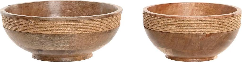 Tischdekoration Home ESPRIT Braun Schnur Mango-Holz 25 x 25 x 10 cm (2 Stück)