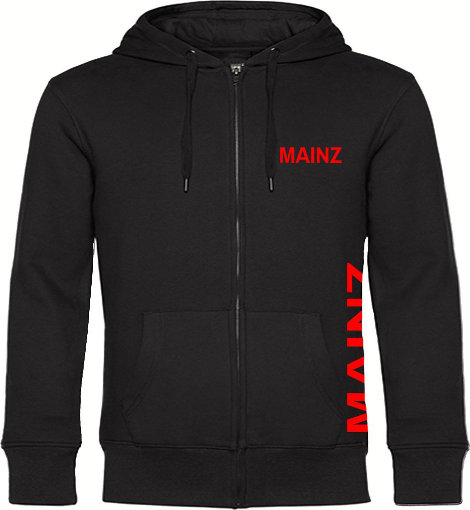 multifanshop Kapuzen Sweatshirt Jacke - Mainz - Brust & Seite, schwarz, Größe M
