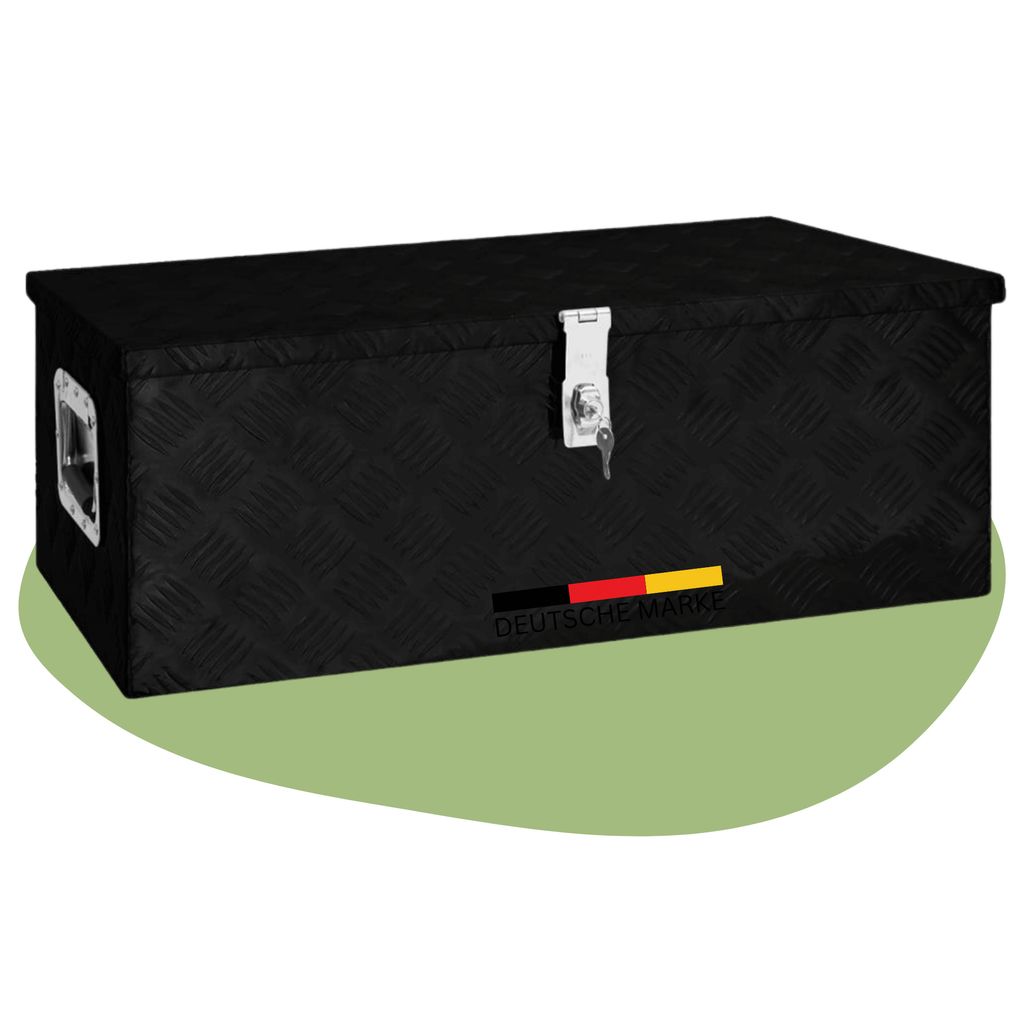 DELUKE Aluminiumbox mit Deckel - Abschließbar | Alubox Deichselbox Alu Anhängerbox Werkzeugkiste Metall Transportbox Metallkiste, 80x39x30cm Sc...