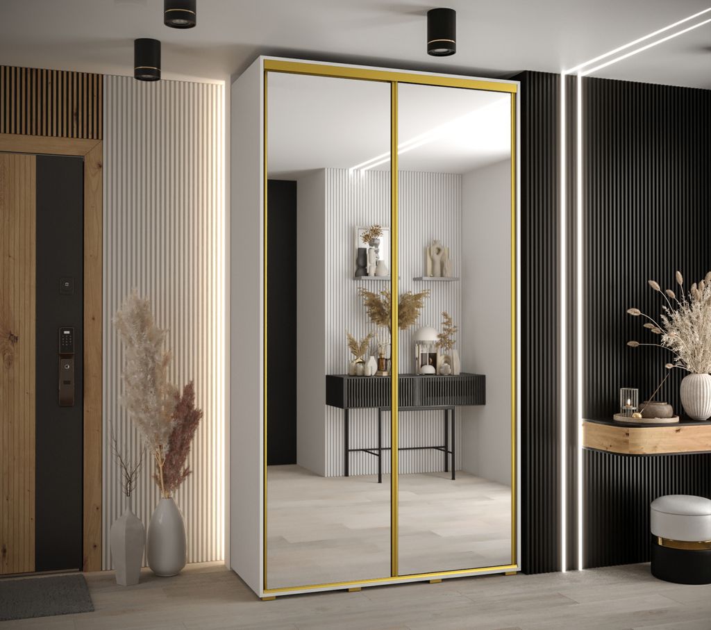 Kleiderschrank ASIRI 2 – 140/45 cm, weiß/gold