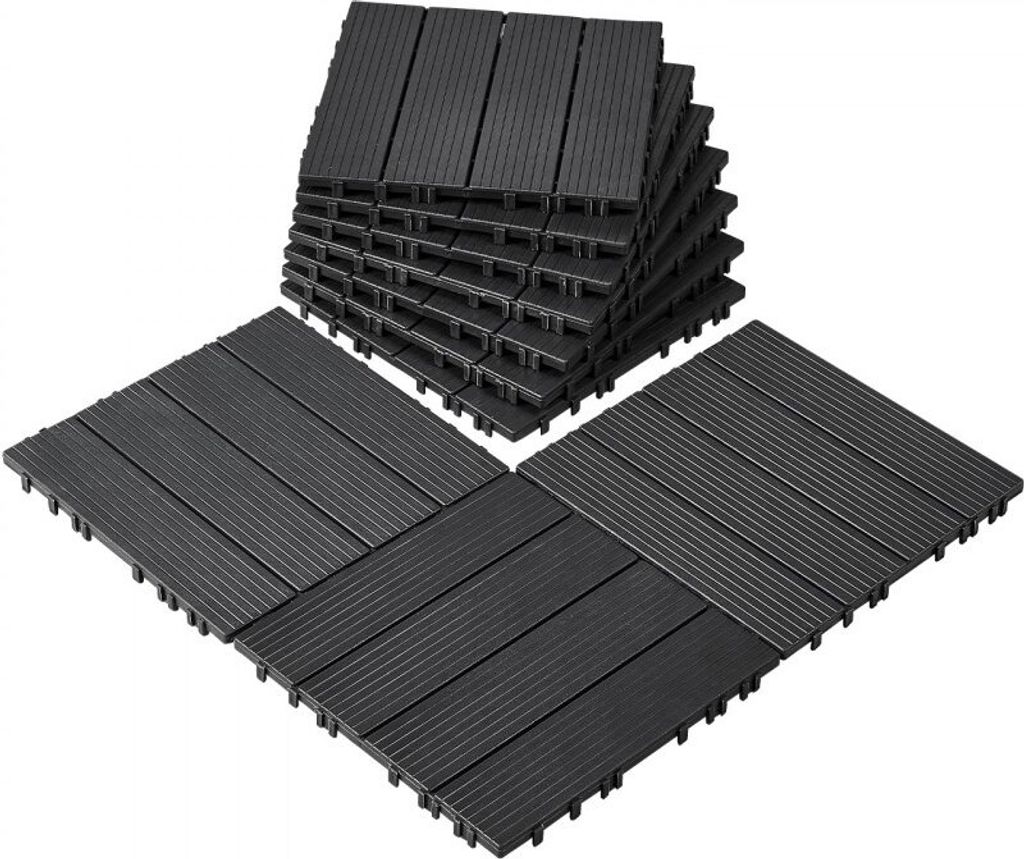10x Klickfliesen Terrassenfliesen Balkonfliesen 30x30cm Dunkelgrau - strapazierfähig und wetterfest - ideale Wahl für Garten und Terrasse