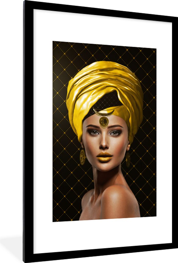 MuchoWow® MuchoWow® Gerahmtes Poster Frau - Farben - Gelb Produktbild 