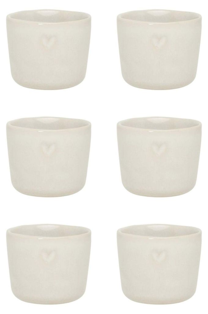 6er Set Eierbecher JUNE Clay creme H. 5cm D. 4cm Stoneware Bastion Collections