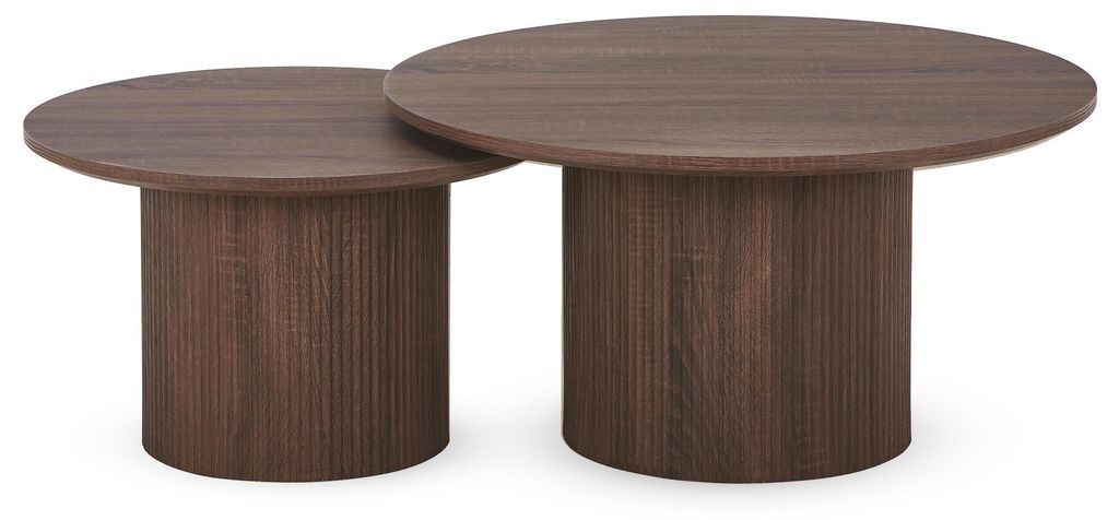 Couchtisch 2er-Set rund ESME - Nussbaum dunkel Produktbild 