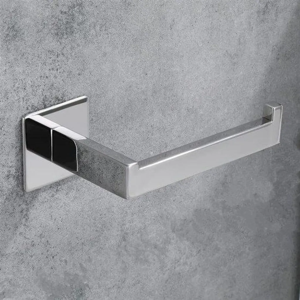 Porte-rouleau papier toilette chromé sans perçage avec support adhésif