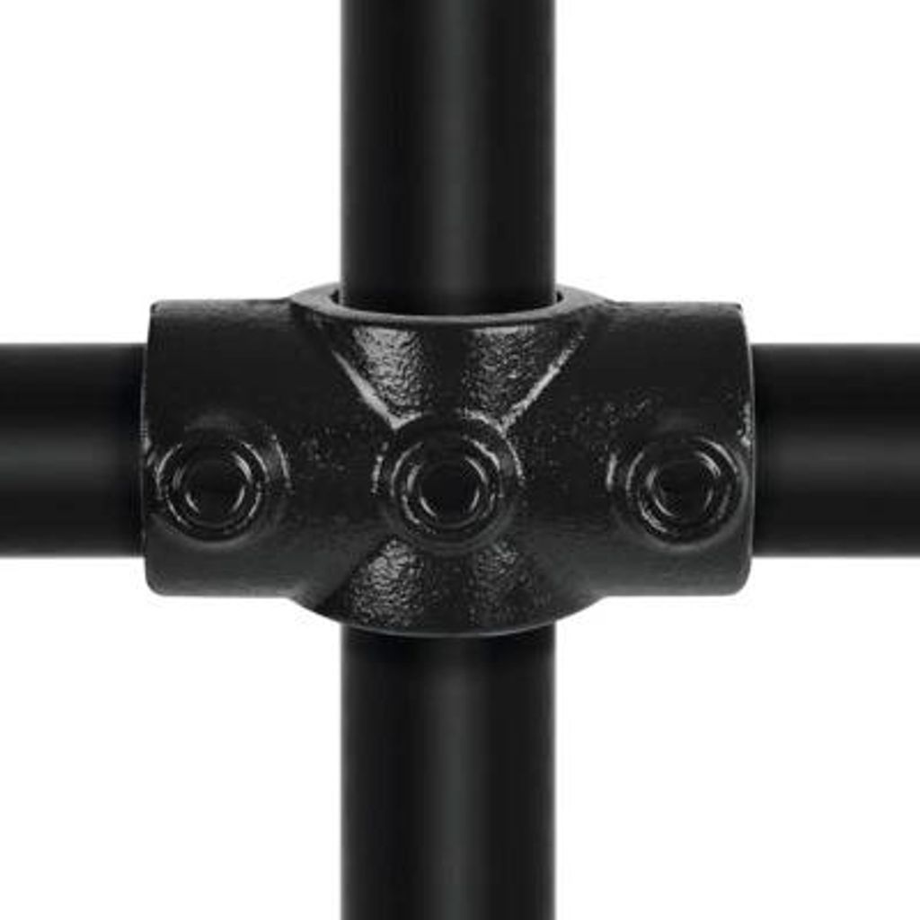 Buildify Kreuzstück durchgehend schwarz für Gerüstrohr schwarz Ø 33 mm
