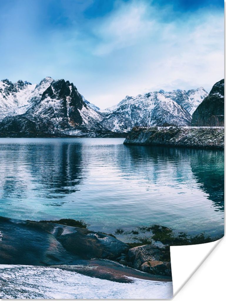 MuchoWow Poster Wasser - Berge - Natur 60x80 cm - Schlafzimmer Dekoration