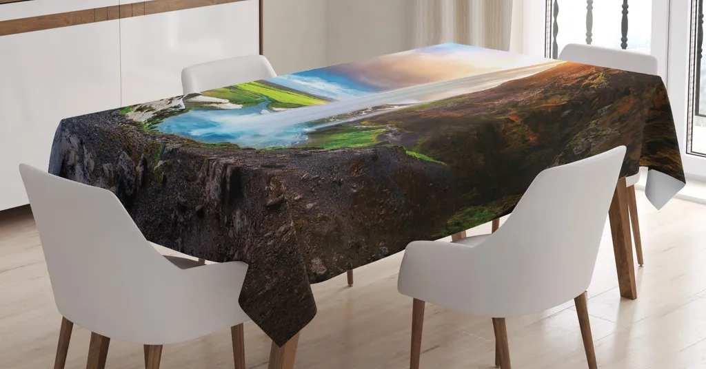 Tovaglia Islanda Seljalandsfoss 140x200 - Arredo Tavola Antimacchia