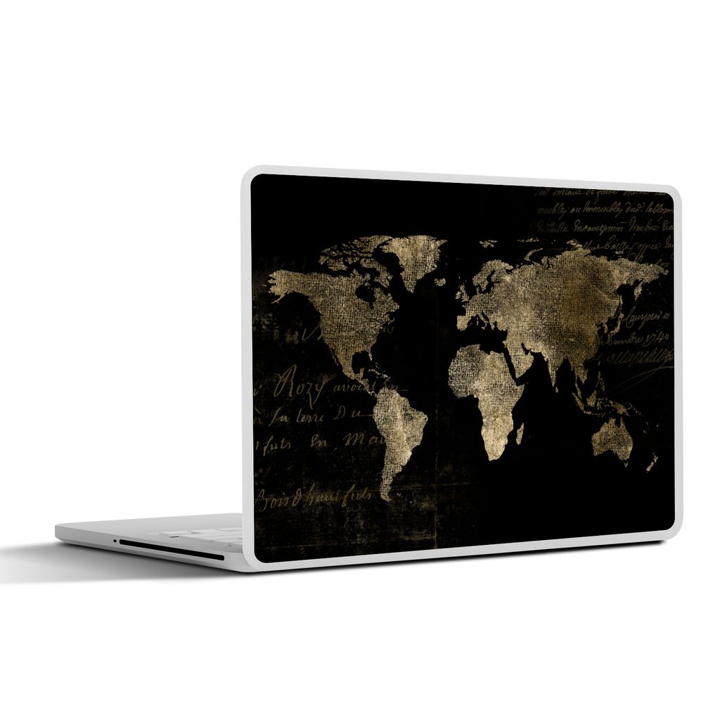 MuchoWow Laptop Aufkleber Sticker Cover Weltkarte - Gold - Vintage 30x21 cm - Sticker für Laptop - Selbstklebend