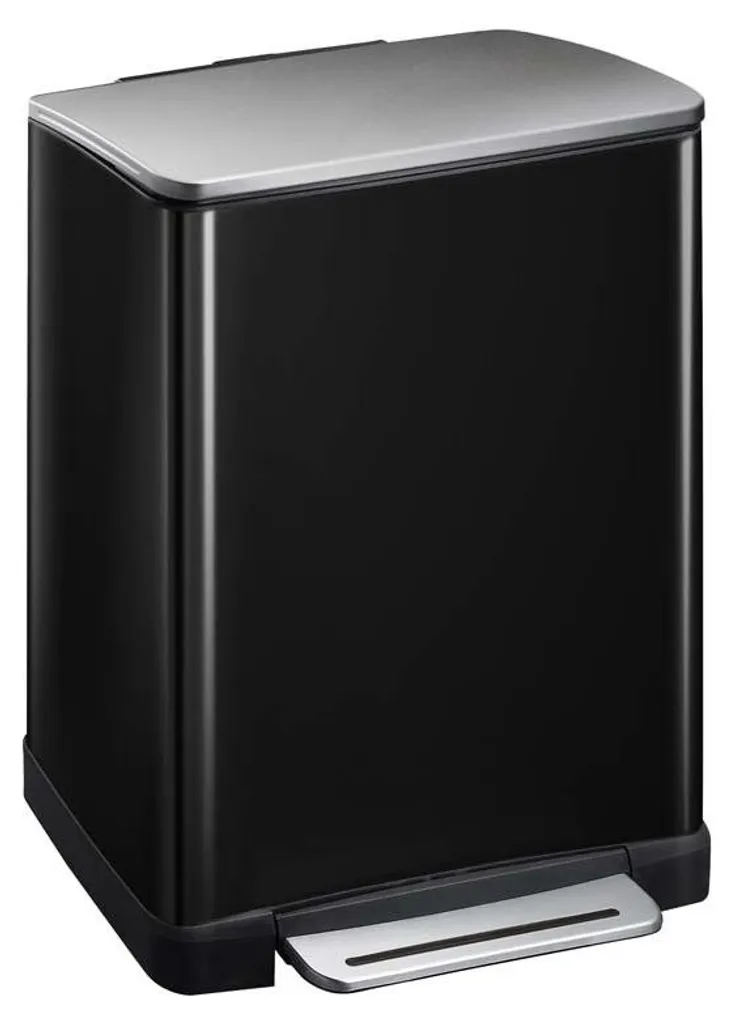 Poubelle de cuisine familiale 50 litres E-Cube EKO - Inox noir mat chic