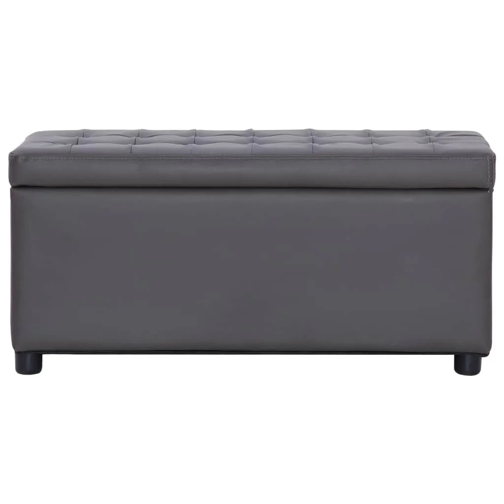 Banc Coffre de Rangement 87,5 cm Ottoman Gris Anthracite en Similicuir