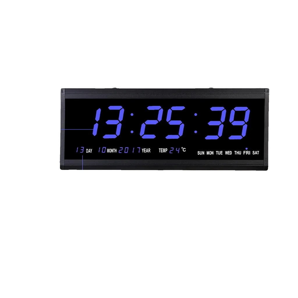 Horloge murale LED pour bureau et salon - Calendrier et Thermomètre