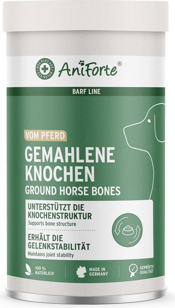 AniForte Gemahlene Knochen vom Pferd für Hunde & Katzen 1kg - Natürliches Calcium für Knochen & Gelenke, reines Knochenmehl als Futter- & Barf Z...