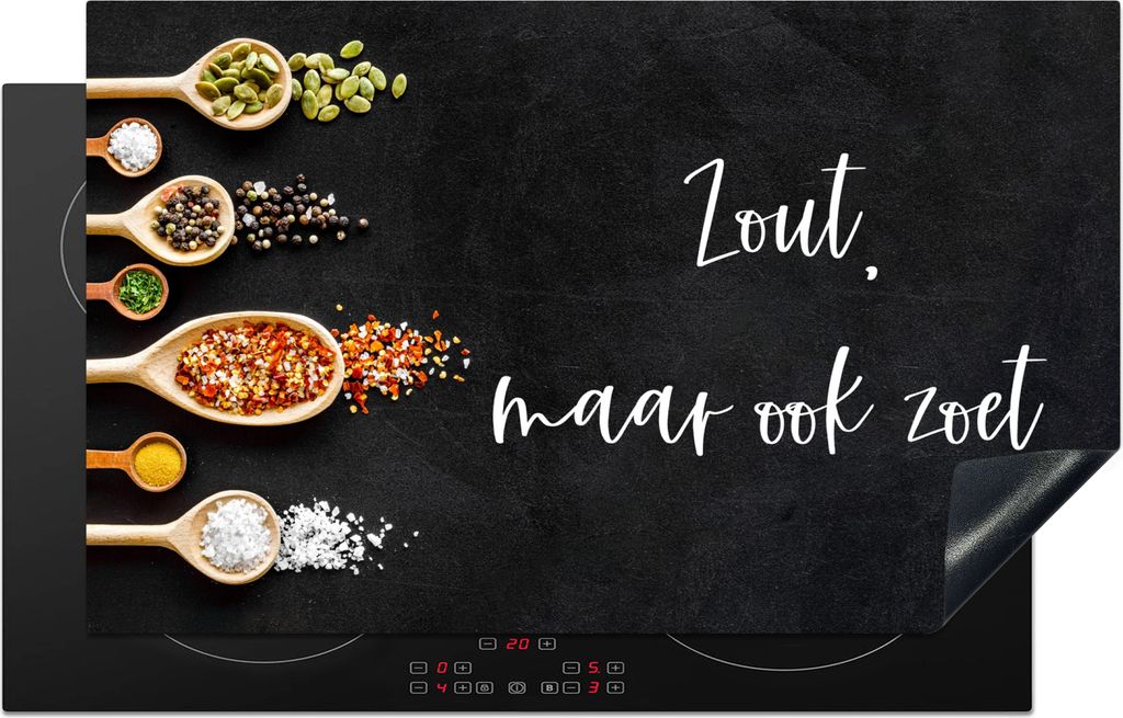 KitchenYeah Herdabdeckplatte Sprichwörter - Kochen - Salzig, aber auch süß - Zitate - Gewürze , 85x52cm, Küche Deko, Glaskeramikkochfeld Her...